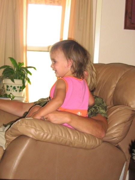 Kaylee coordinating from Grandma's lap