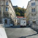 View from triple bridge to castle (and ugly van)