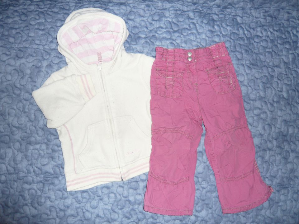 NEXT flis jopica in hlače 12-18, 86cm, oboje podloženo (jesen, pomlad), skupaj 6 eur