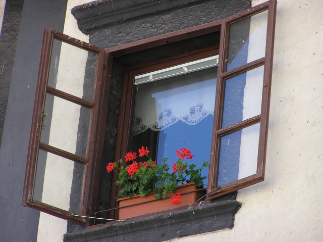 Z oken so na dogajanje gledale čipkaste zavese...