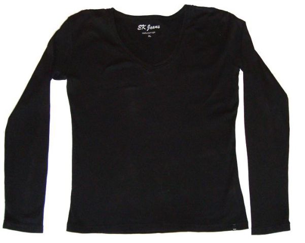 Ženska majica EK Jeans, tanjša, brezhibno črna, L/XL