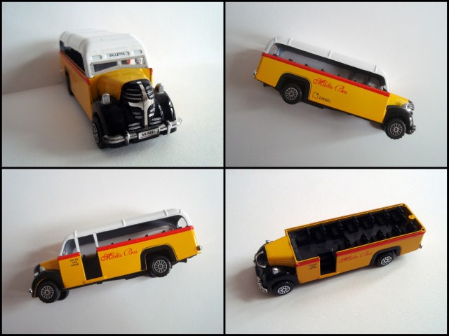 Retro maketa avtomobilček - avtobus MALTA BUS Valletta 1:64, yellow (a)