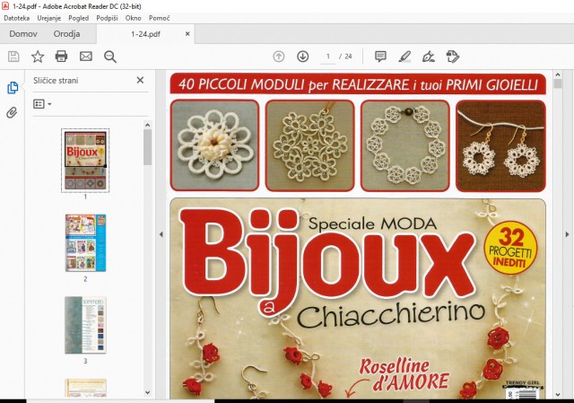 Revija Bijoux za tehniko frivolite,tatting,occhi, GES v PDF