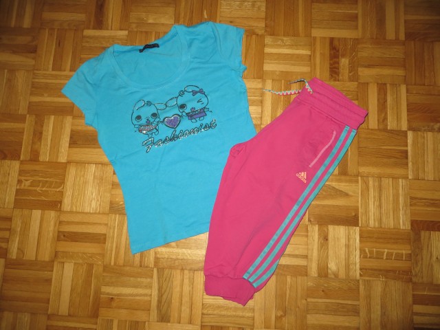Komplet 3-4 hlač Adidas 152 in majčke 152 - cena kompleta 2,5 eur