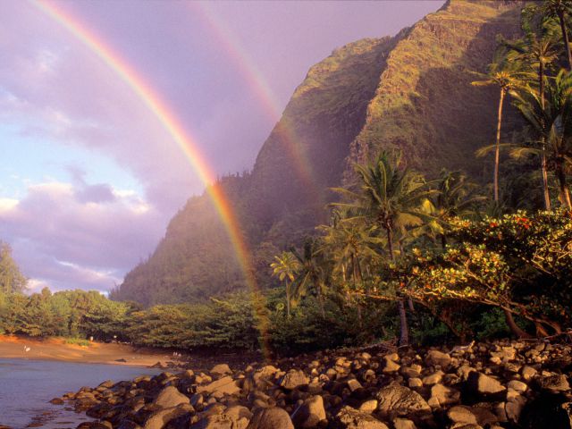 Hawaii - Double Rainbow, Kee Beach, Kauai