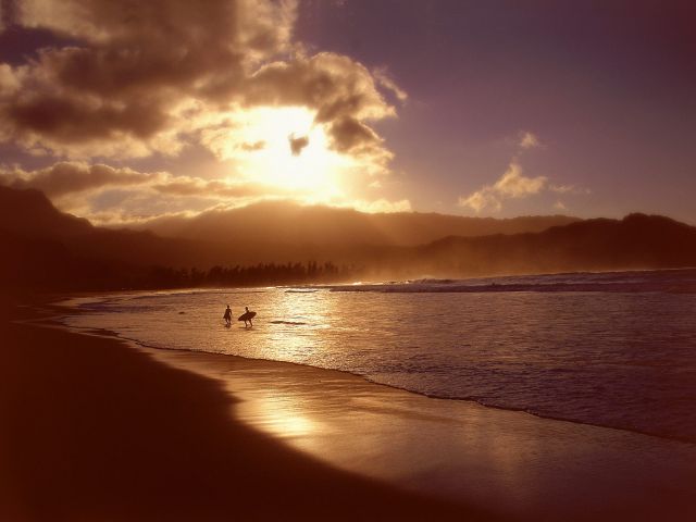 Hawaii - Surfers at Dusk