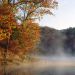 Indiana - Mist and Autumn Color Along Strahl Lake