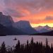 Montana - Sunset Falls Over St Mary Lake, Glacier National Park