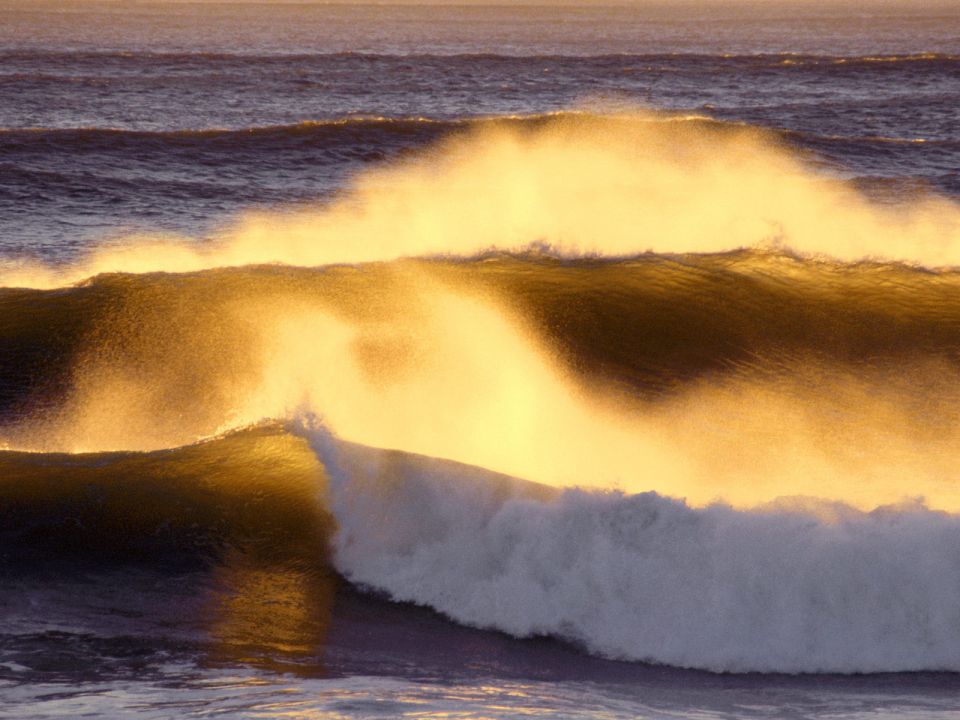 Oregon - Rolling Tide at Sunset, Fort Stevens State Park