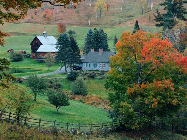 Vermont - Sleepy Hollow Farm in Autumn, Woodstock