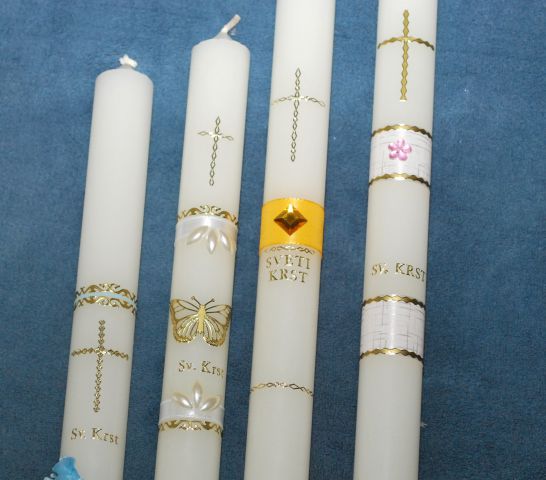 Krstne in poročne sveče, krstni prtički - foto