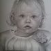 portret male deklice s svinčnikom in pastelom