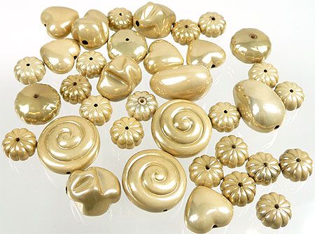 Mešane plastične perle, zlato-rjave