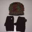 pletena kapa in rokavice brez prstov, komplet 3€