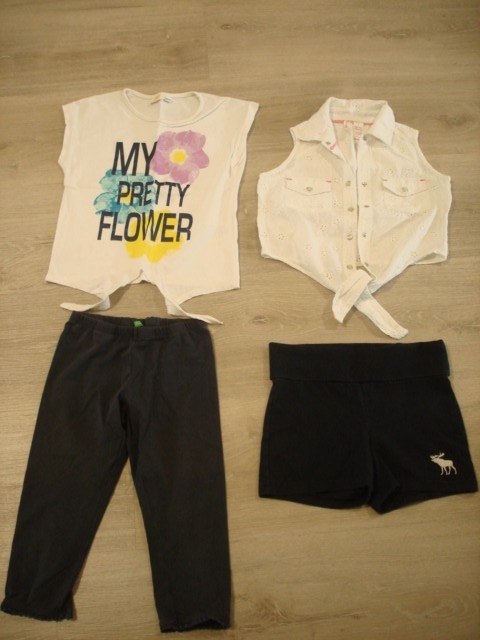 Abercrombie kratke hlače, Benetton pajkice, 2x majica, komplet 122-128....8€