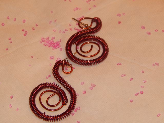 Unikatni nakit uhani -prepleteno z žičko - foto