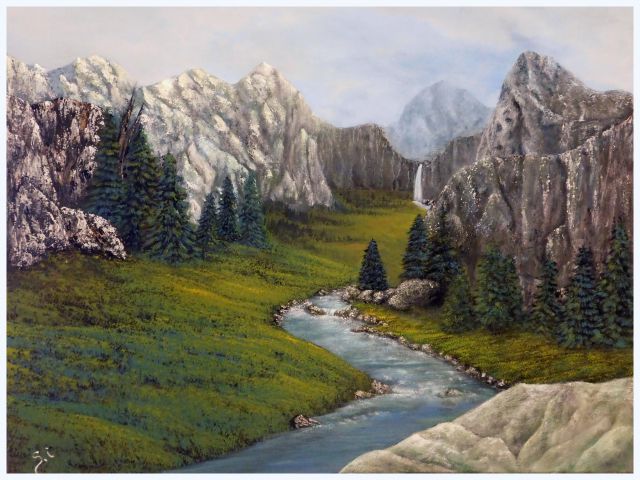 Gorska pokrajina s slapom