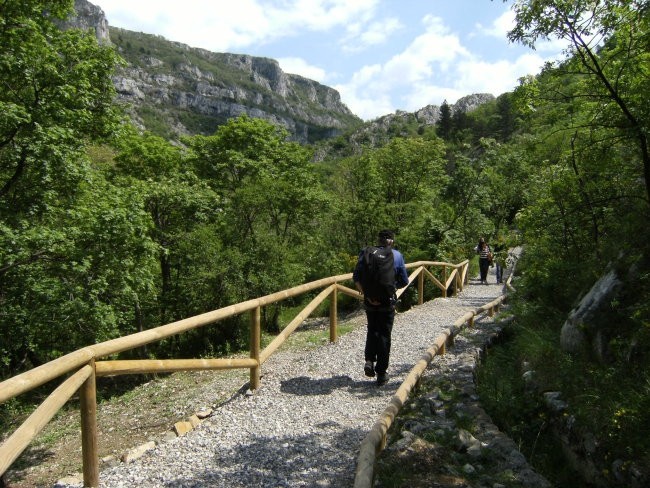 urejena sprehajalna pot ob (orografsko) levem bregu potoka Glinščica se začne pri zavetišč