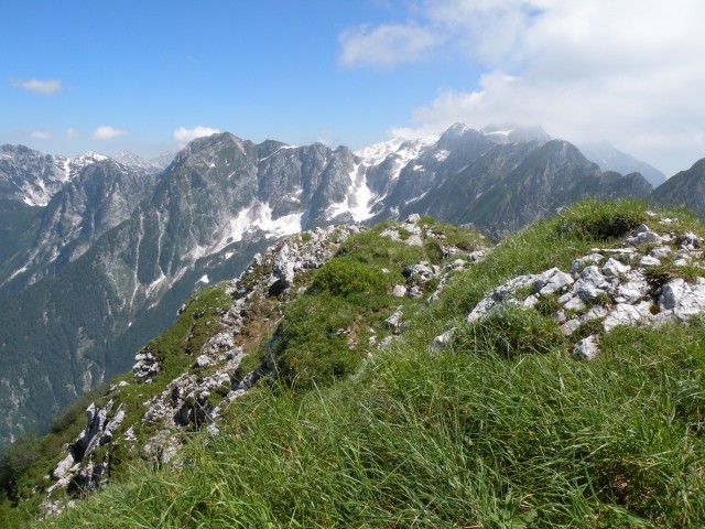 Razgled z vrha Lipnika proti vzhodu, na sredini slike Veliki Lemež, desno od njega zasneže