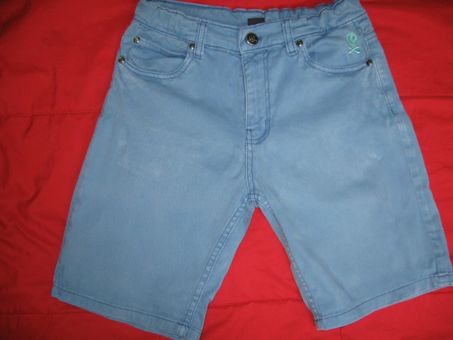 Modre kr. hlače, Y.F.K.  146, regulacija v pasu, 2€