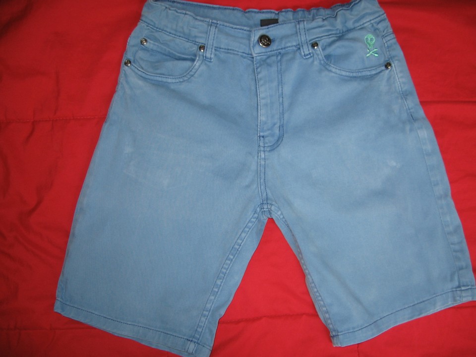 Modre kr. hlače, Y.F.K.  146, regulacija v pasu, 2€