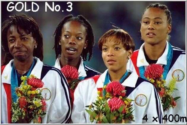 Her last competition at the Olympics 2000. the 4x400m, 3rd gold medal!