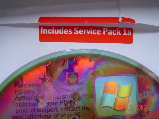 Win XP Pro + Service pack 1a - foto povečava